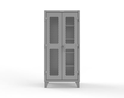 Extreme Duty 12 GA Janitorial Ventilated (Diamond) Cabinet with 4 Shelves - 36 In. W x 24 In. D x 78 In. H - 36-V-BC-244-7037