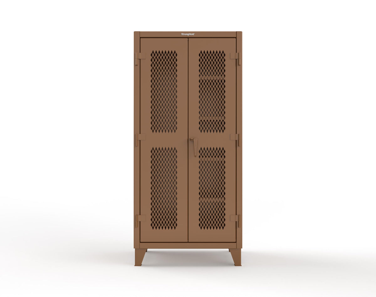 Extreme Duty 12 GA Janitorial Ventilated (Diamond) Cabinet with 4 Shelves - 36 In. W x 24 In. D x 78 In. H - 36-V-BC-244-8025
