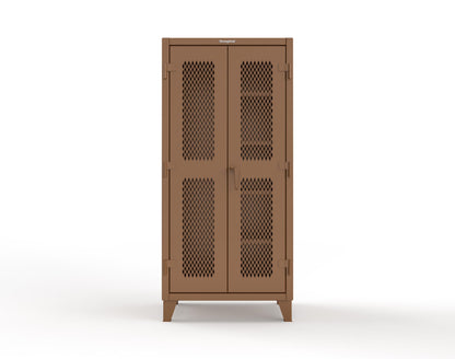 Extreme Duty 12 GA Janitorial Ventilated (Diamond) Cabinet with 4 Shelves - 36 In. W x 24 In. D x 78 In. H - 36-V-BC-244-8025
