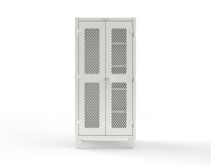 Extreme Duty 12 GA Janitorial Ventilated (Diamond) Cabinet with 4 Shelves - 36 In. W x 24 In. D x 78 In. H - 36-V-BC-244-9003