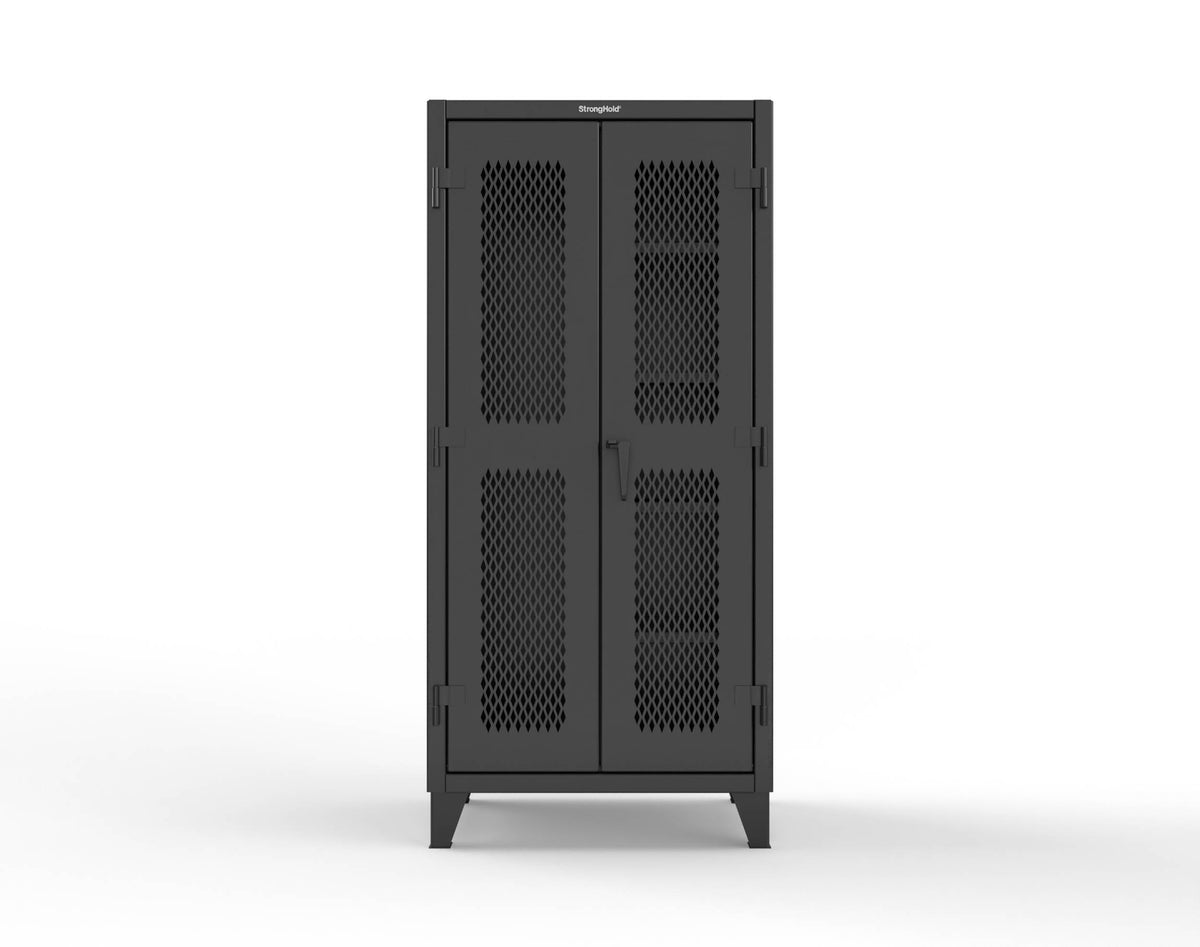 Extreme Duty 12 GA Janitorial Ventilated (Diamond) Cabinet with 4 Shelves - 36 In. W x 24 In. D x 78 In. H - 36-V-BC-244-9005