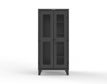 Extreme Duty 12 GA Janitorial Ventilated (Diamond) Cabinet with 4 Shelves - 36 In. W x 24 In. D x 78 In. H - 36-V-BC-244-9005