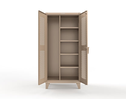 Extreme Duty 12 GA Janitorial Ventilated (Diamond) Cabinet with 4 Shelves - 36 In. W x 24 In. D x 78 In. H - 36-V-BC-244-1019