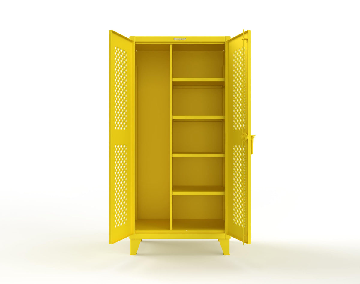 Extreme Duty 12 GA Janitorial Ventilated (Diamond) Cabinet with 4 Shelves - 36 In. W x 24 In. D x 78 In. H - 36-V-BC-244-1023