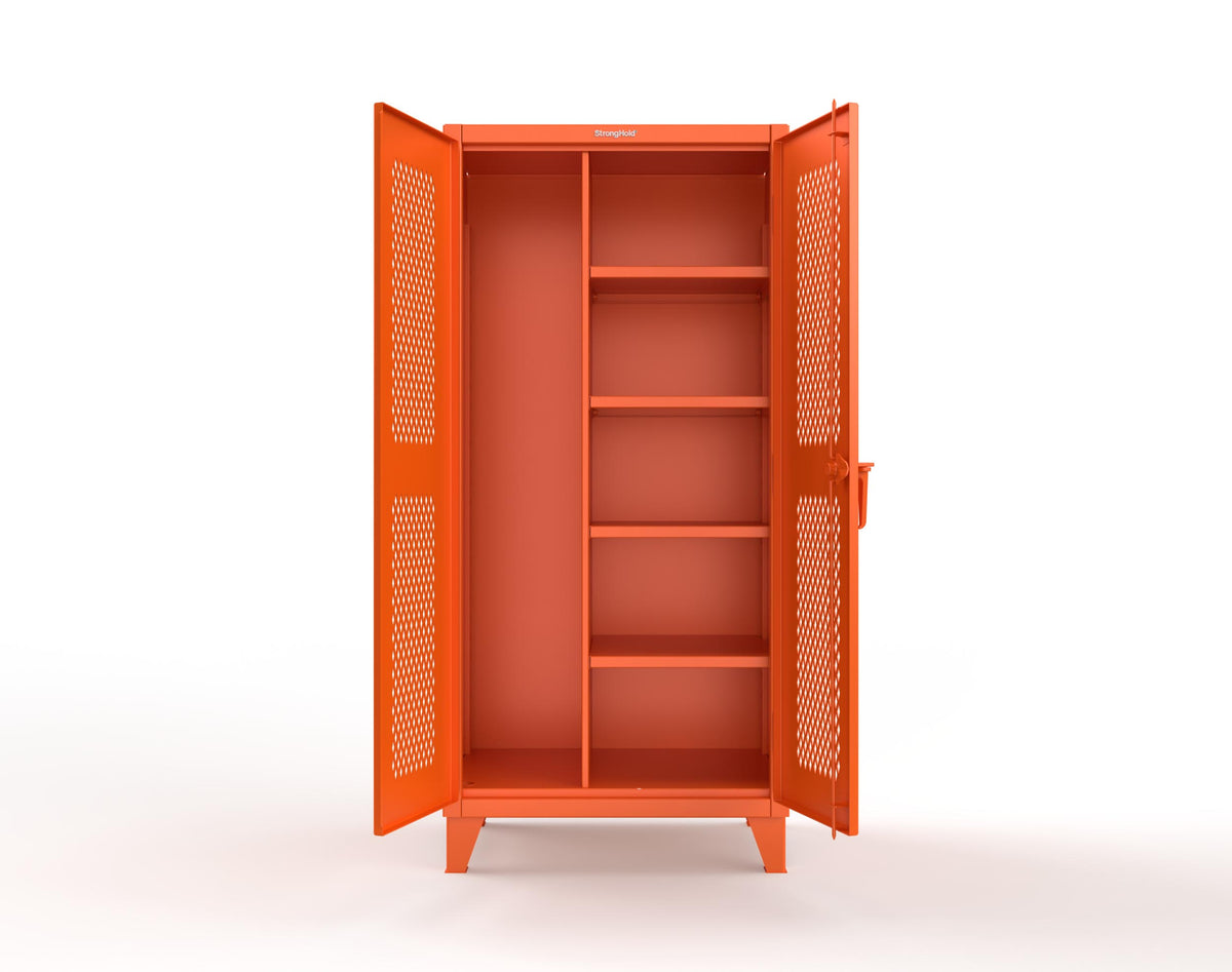 Extreme Duty 12 GA Janitorial Ventilated (Diamond) Cabinet with 4 Shelves - 36 In. W x 24 In. D x 78 In. H - 36-V-BC-244-2004
