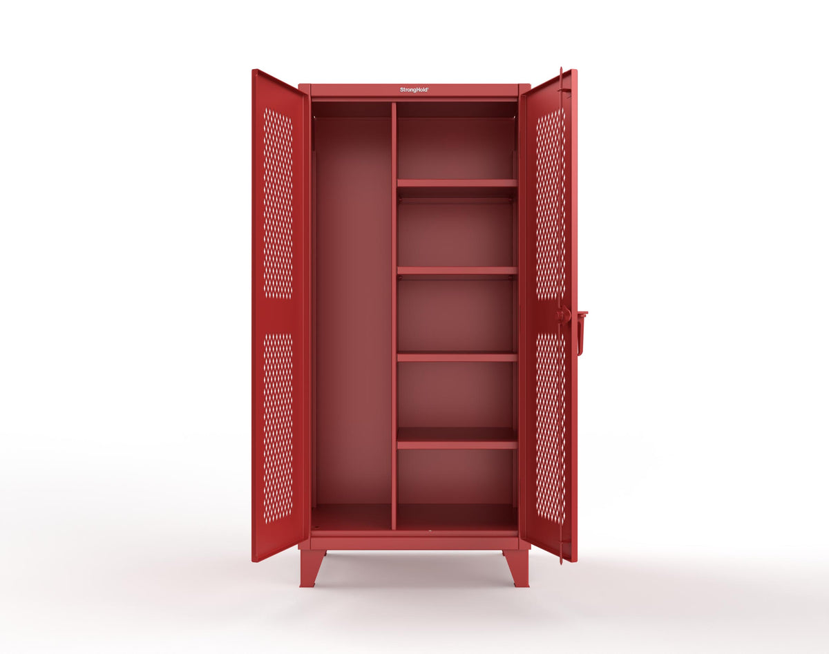 Extreme Duty 12 GA Janitorial Ventilated (Diamond) Cabinet with 4 Shelves - 36 In. W x 24 In. D x 78 In. H - 36-V-BC-244-3001
