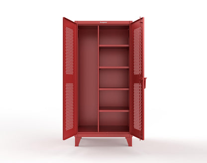 Extreme Duty 12 GA Janitorial Ventilated (Diamond) Cabinet with 4 Shelves - 36 In. W x 24 In. D x 78 In. H - 36-V-BC-244-3001