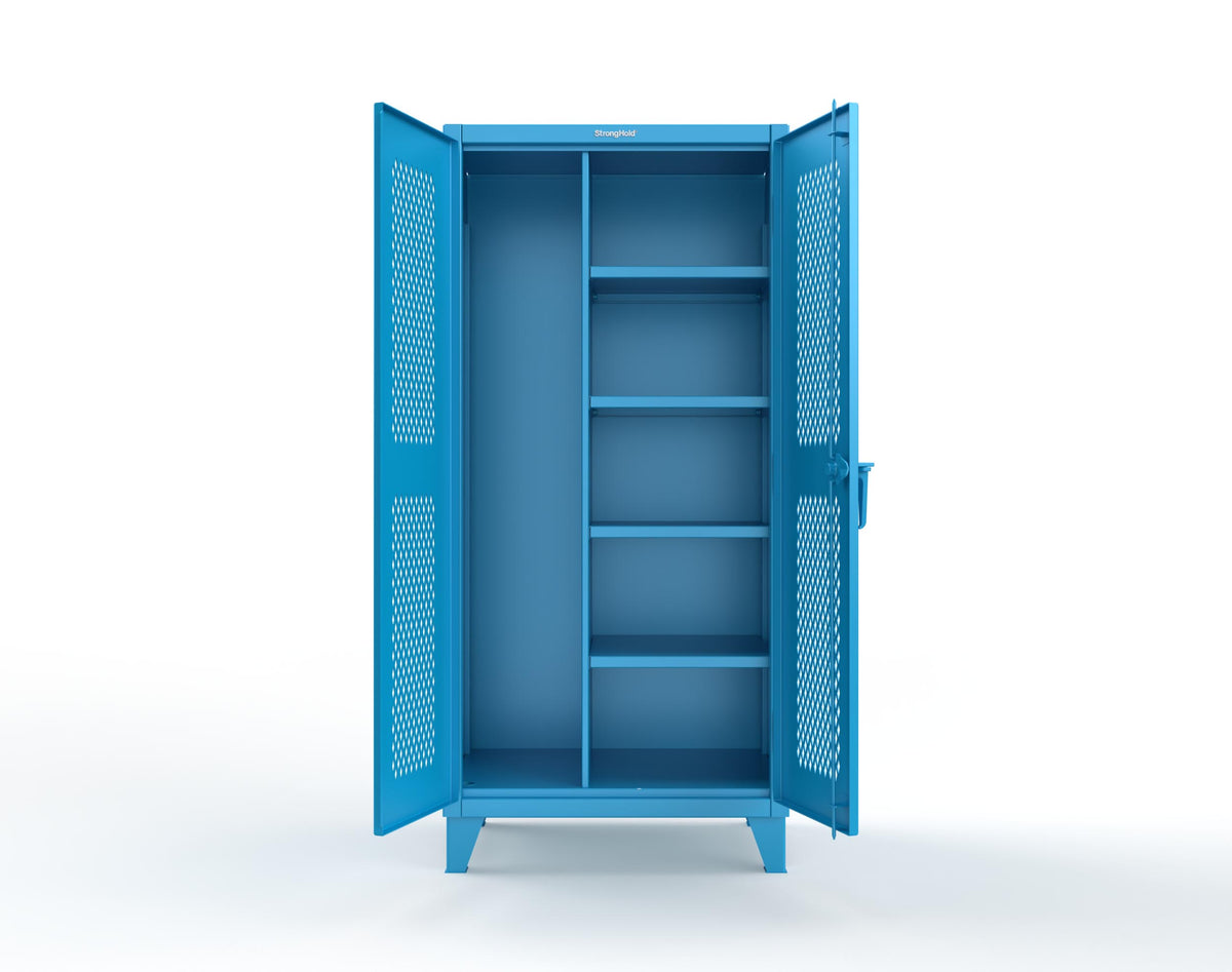 Extreme Duty 12 GA Janitorial Ventilated (Diamond) Cabinet with 4 Shelves - 36 In. W x 24 In. D x 78 In. H - 36-V-BC-244-5012