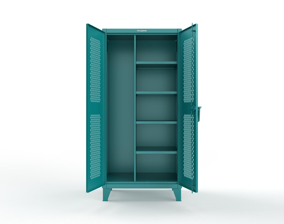 Extreme Duty 12 GA Janitorial Ventilated (Diamond) Cabinet with 4 Shelves - 36 In. W x 24 In. D x 78 In. H - 36-V-BC-244-5021