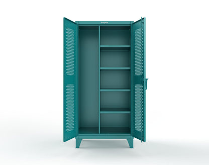 Extreme Duty 12 GA Janitorial Ventilated (Diamond) Cabinet with 4 Shelves - 36 In. W x 24 In. D x 78 In. H - 36-V-BC-244-5021