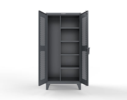 Extreme Duty 12 GA Janitorial Ventilated (Diamond) Cabinet with 4 Shelves - 36 In. W x 24 In. D x 78 In. H - 36-V-BC-244-7024