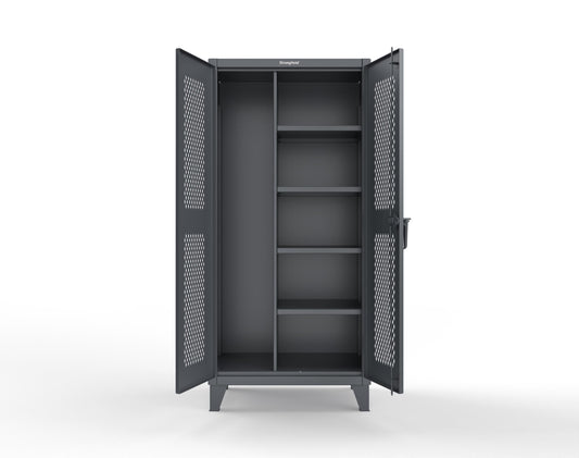 Extreme Duty 12 GA Janitorial Ventilated (Diamond) Cabinet with 4 Shelves - 36 In. W x 24 In. D x 78 In. H - 36-V-BC-244-7024