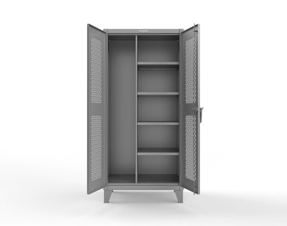 Extreme Duty 12 GA Janitorial Ventilated (Diamond) Cabinet with 4 Shelves - 36 In. W x 24 In. D x 78 In. H - 36-V-BC-244-7037