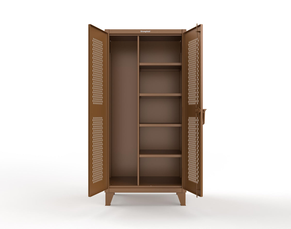 Extreme Duty 12 GA Janitorial Ventilated (Diamond) Cabinet with 4 Shelves - 36 In. W x 24 In. D x 78 In. H - 36-V-BC-244-8025
