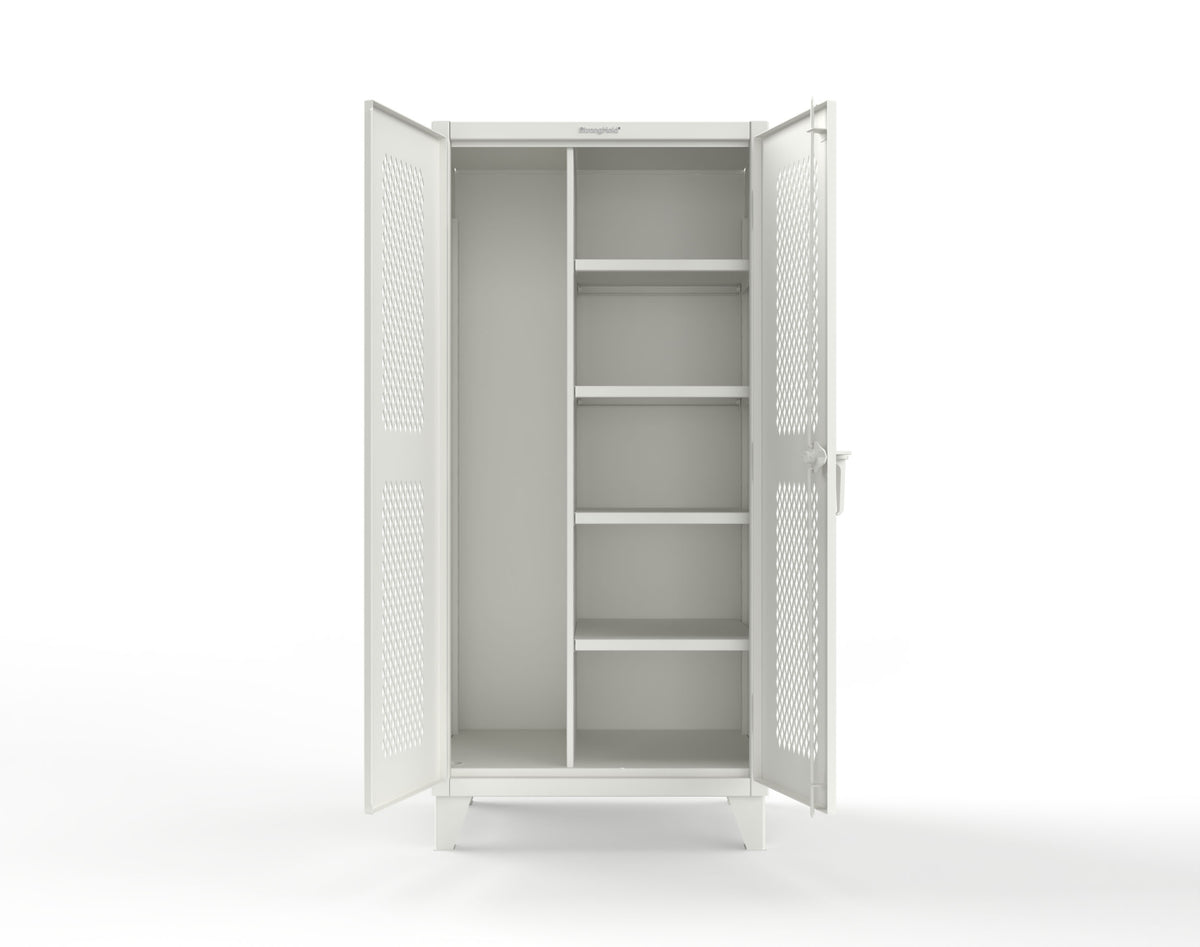 Extreme Duty 12 GA Janitorial Ventilated (Diamond) Cabinet with 4 Shelves - 36 In. W x 24 In. D x 78 In. H - 36-V-BC-244-9003