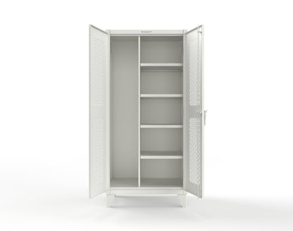 Extreme Duty 12 GA Janitorial Ventilated (Diamond) Cabinet with 4 Shelves - 36 In. W x 24 In. D x 78 In. H - 36-V-BC-244-9003