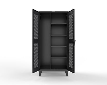 Extreme Duty 12 GA Janitorial Ventilated (Diamond) Cabinet with 4 Shelves - 36 In. W x 24 In. D x 78 In. H - 36-V-BC-244-9005