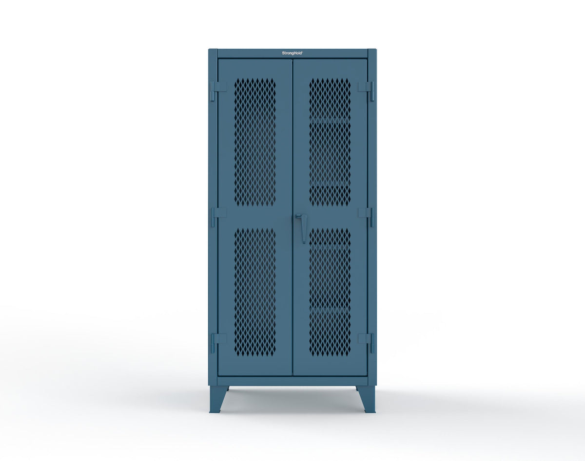 Extreme Duty 12 GA Janitorial Ventilated (Diamond) Cabinet with 4 Shelves - 36 In. W x 24 In. D x 78 In. H - 36-V-BC-244-5010