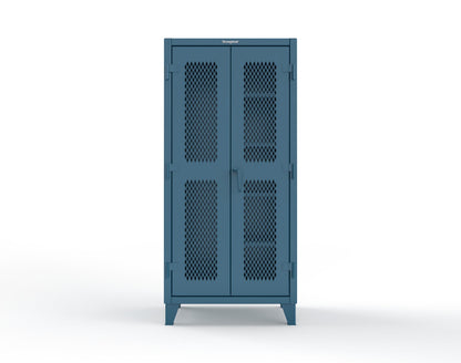Extreme Duty 12 GA Janitorial Ventilated (Diamond) Cabinet with 4 Shelves - 36 In. W x 24 In. D x 78 In. H - 36-V-BC-244-5010