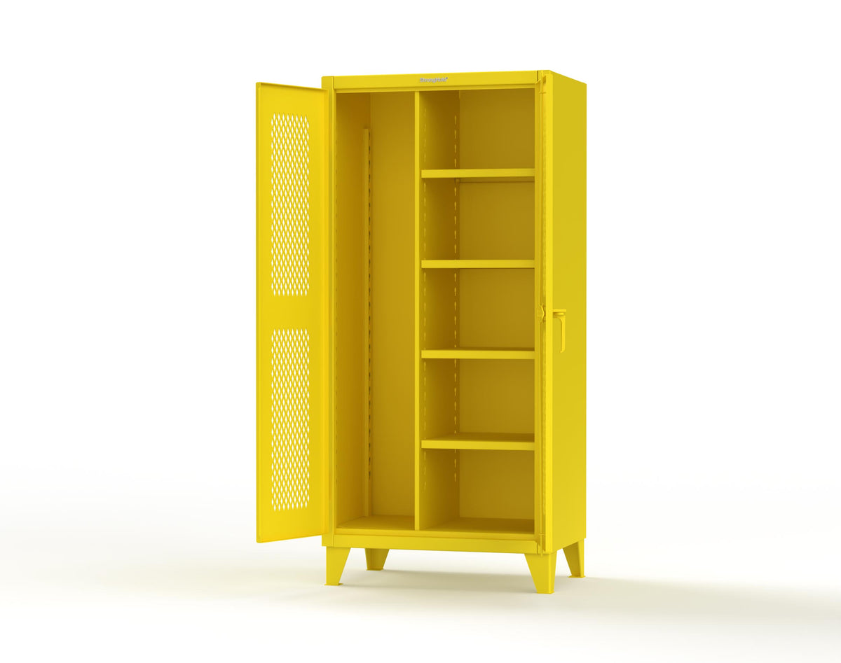 Extreme Duty 12 GA Janitorial Ventilated (Diamond) Cabinet with 4 Shelves - 36 In. W x 24 In. D x 78 In. H - 36-V-BC-244-1023