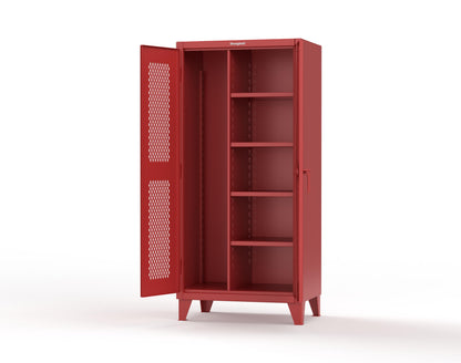 Extreme Duty 12 GA Janitorial Ventilated (Diamond) Cabinet with 4 Shelves - 36 In. W x 24 In. D x 78 In. H - 36-V-BC-244-3001