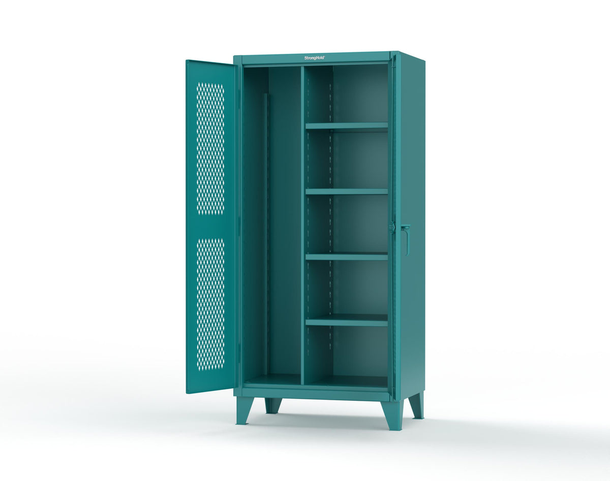 Extreme Duty 12 GA Janitorial Ventilated (Diamond) Cabinet with 4 Shelves - 36 In. W x 24 In. D x 78 In. H - 36-V-BC-244-5021