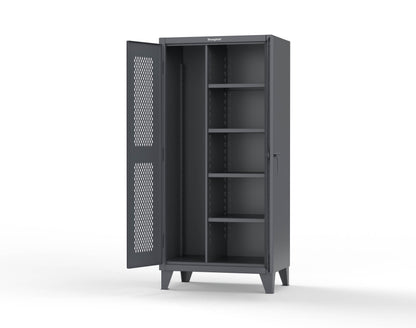 Extreme Duty 12 GA Janitorial Ventilated (Diamond) Cabinet with 4 Shelves - 36 In. W x 24 In. D x 78 In. H - 36-V-BC-244-7024