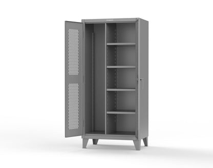 Extreme Duty 12 GA Janitorial Ventilated (Diamond) Cabinet with 4 Shelves - 36 In. W x 24 In. D x 78 In. H - 36-V-BC-244-7037
