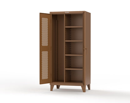 Extreme Duty 12 GA Janitorial Ventilated (Diamond) Cabinet with 4 Shelves - 36 In. W x 24 In. D x 78 In. H - 36-V-BC-244-8025