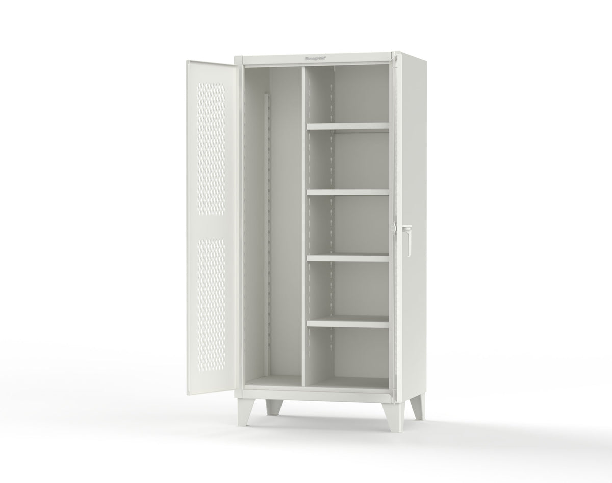 Extreme Duty 12 GA Janitorial Ventilated (Diamond) Cabinet with 4 Shelves - 36 In. W x 24 In. D x 78 In. H - 36-V-BC-244-9003