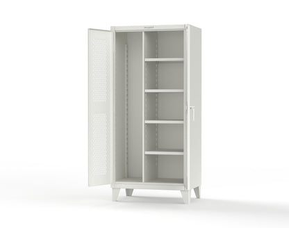 Extreme Duty 12 GA Janitorial Ventilated (Diamond) Cabinet with 4 Shelves - 36 In. W x 24 In. D x 78 In. H - 36-V-BC-244-9003