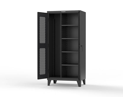 Extreme Duty 12 GA Janitorial Ventilated (Diamond) Cabinet with 4 Shelves - 36 In. W x 24 In. D x 78 In. H - 36-V-BC-244-9005