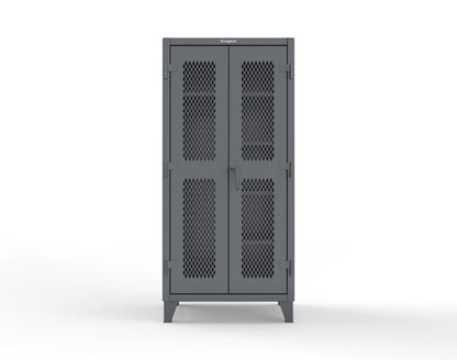 Extreme Duty 12 GA Uniform Ventilated (Diamond) Cabinet with 4 Shelves - 36 In. W x 24 In. D x 78 In. H - 36-V-W-245-7024