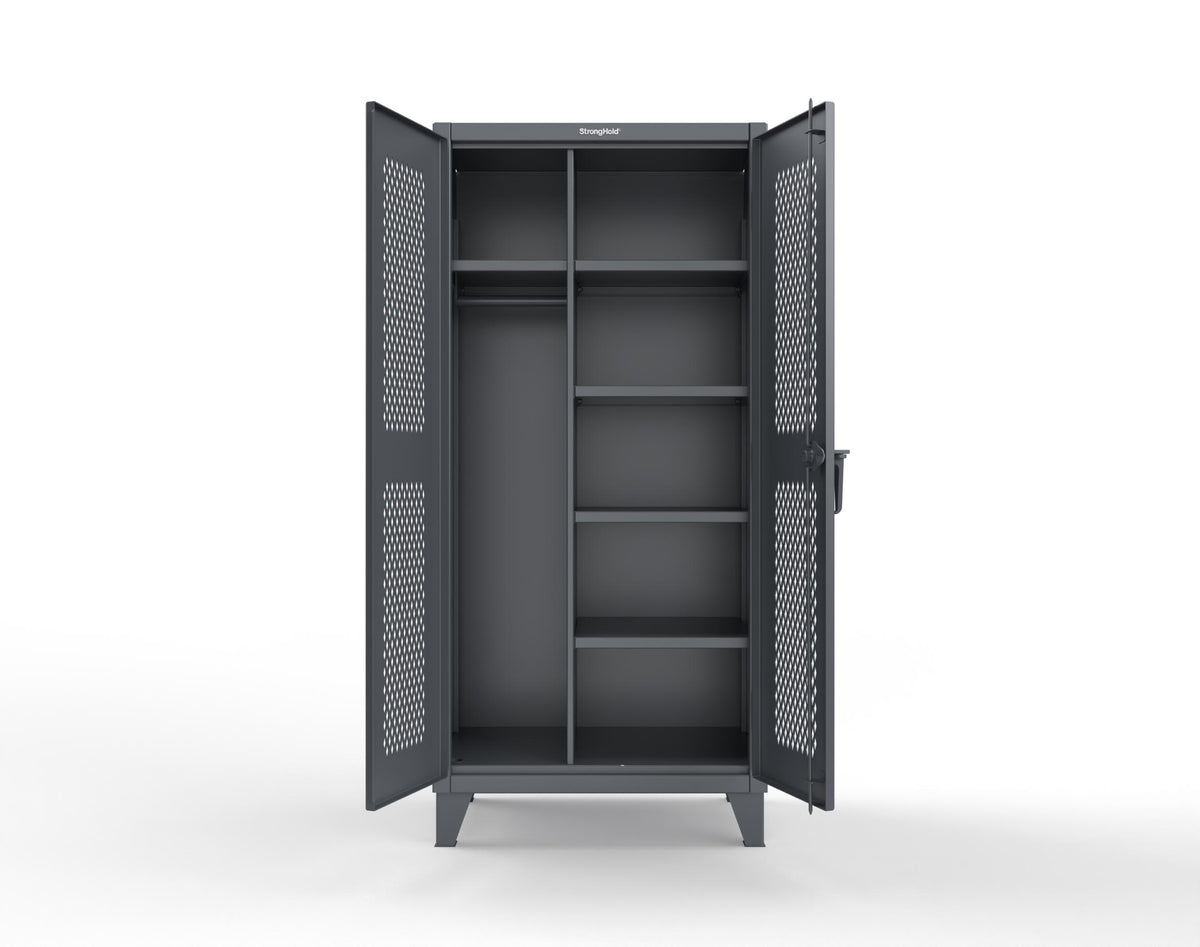 Extreme Duty 12 GA Uniform Ventilated (Diamond) Cabinet with 4 Shelves - 36 In. W x 24 In. D x 78 In. H - 36-V-W-245-7024