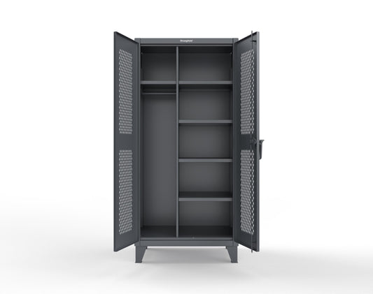 Extreme Duty 12 GA Uniform Ventilated (Diamond) Cabinet with 4 Shelves - 36 In. W x 24 In. D x 78 In. H - 36-V-W-245-7024