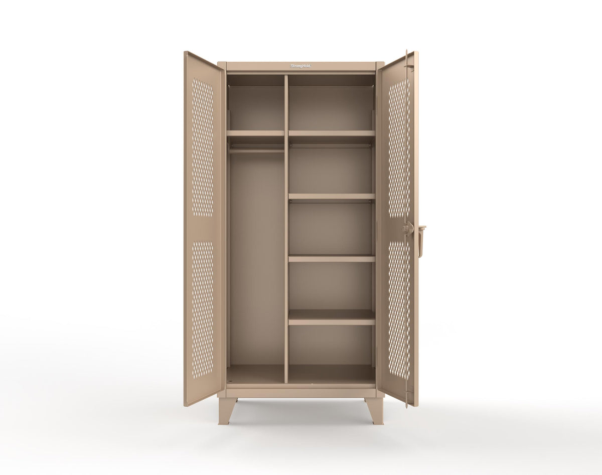 Extreme Duty 12 GA Uniform Ventilated (Diamond) Cabinet with 4 Shelves - 36 In. W x 24 In. D x 78 In. H - 36-V-W-245-1019