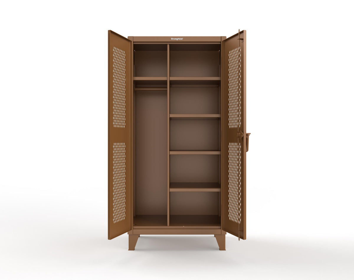 Extreme Duty 12 GA Uniform Ventilated (Diamond) Cabinet with 4 Shelves - 36 In. W x 24 In. D x 78 In. H - 36-V-W-245-8025