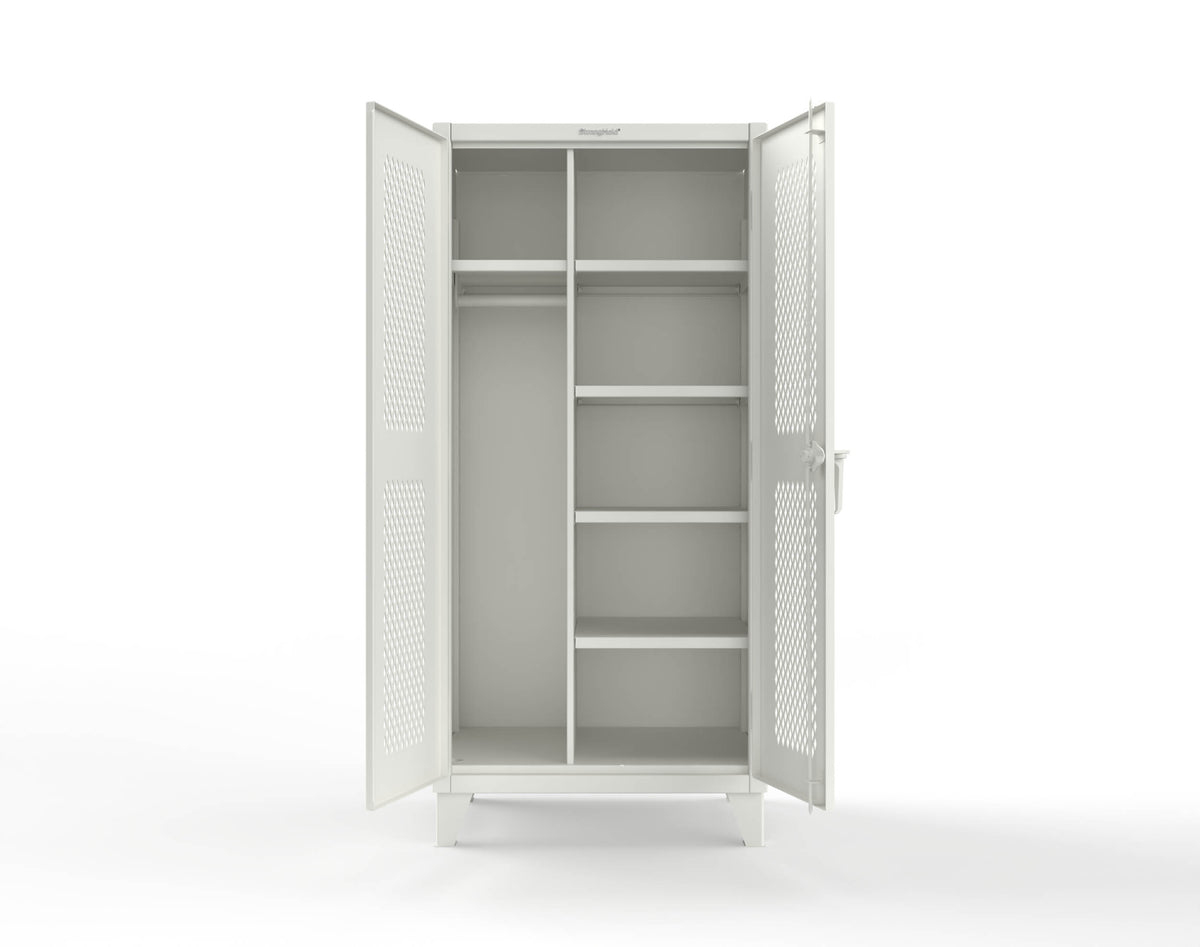Extreme Duty 12 GA Uniform Ventilated (Diamond) Cabinet with 4 Shelves - 36 In. W x 24 In. D x 78 In. H - 36-V-W-245-9003