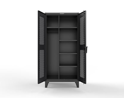 Extreme Duty 12 GA Uniform Ventilated (Diamond) Cabinet with 4 Shelves - 36 In. W x 24 In. D x 78 In. H - 36-V-W-245-9005