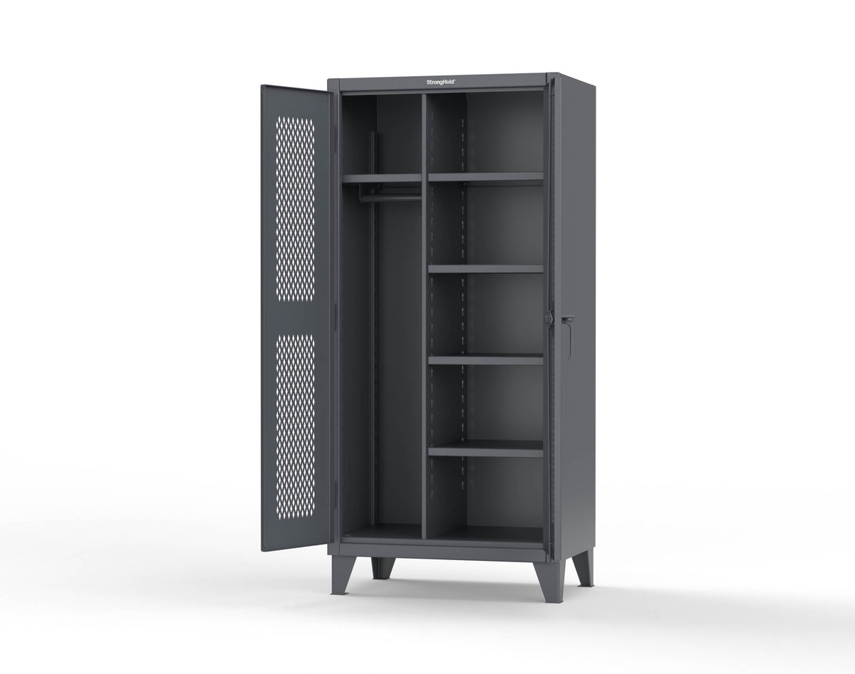 Extreme Duty 12 GA Uniform Ventilated (Diamond) Cabinet with 4 Shelves - 36 In. W x 24 In. D x 78 In. H - 36-V-W-245-7024