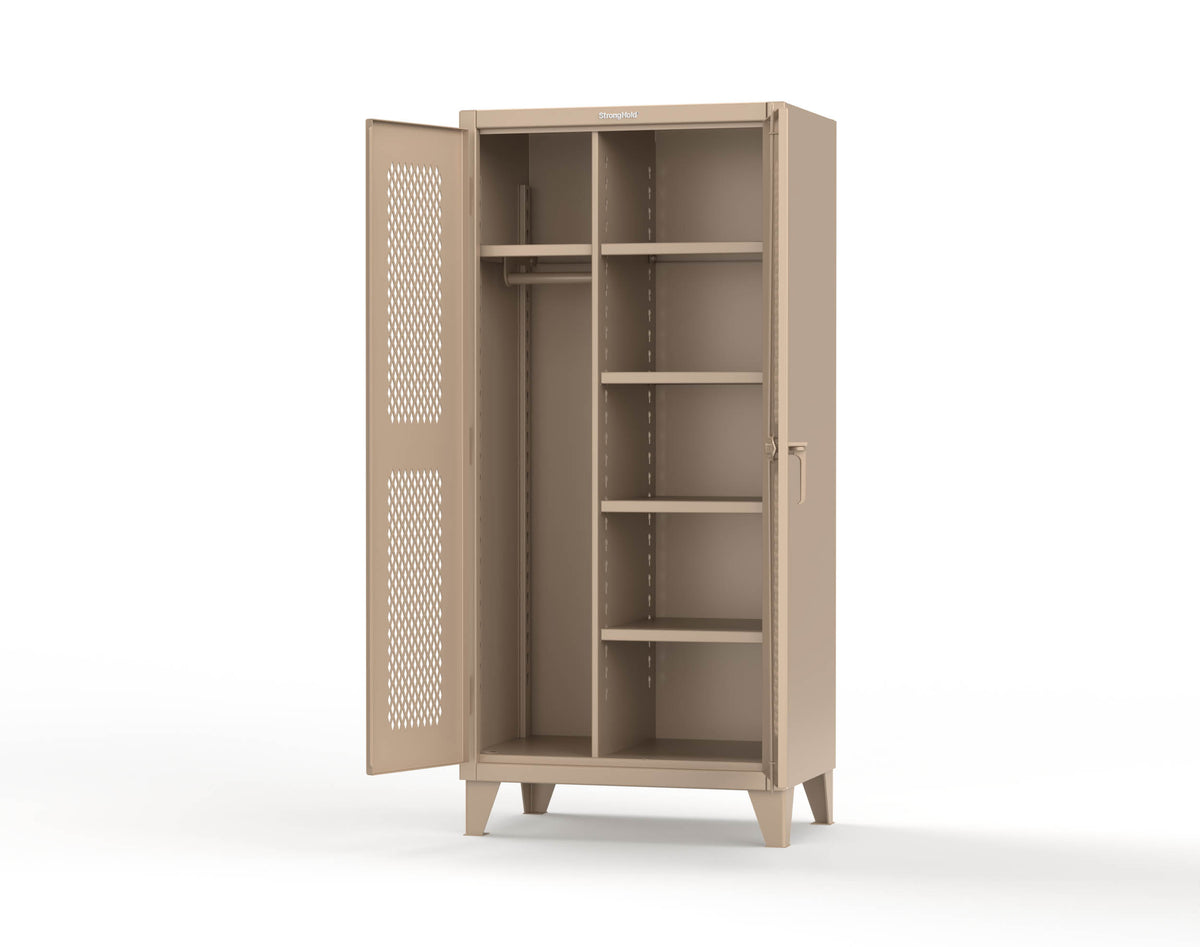 Extreme Duty 12 GA Uniform Ventilated (Diamond) Cabinet with 4 Shelves - 36 In. W x 24 In. D x 78 In. H - 36-V-W-245-1019