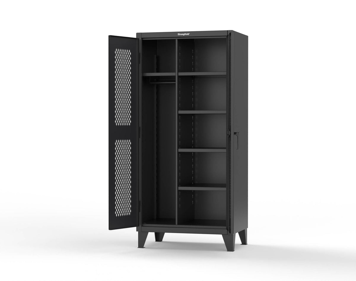 Extreme Duty 12 GA Uniform Ventilated (Diamond) Cabinet with 4 Shelves - 36 In. W x 24 In. D x 78 In. H - 36-V-W-245-9005
