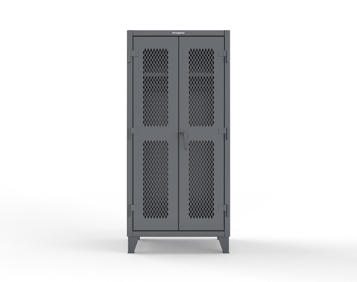 Extreme Duty 12 GA Uniform Ventilated (Diamond) Cabinet with Hanger Rod, 1 Shelf - 36 In. W x 24 In. D x 78 In. H - 36-V-WR-241-7024