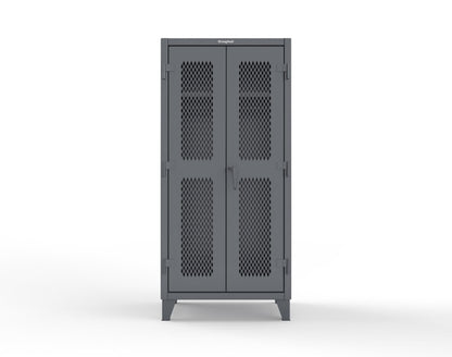 Extreme Duty 12 GA Uniform Ventilated (Diamond) Cabinet with Hanger Rod, 1 Shelf - 36 In. W x 24 In. D x 78 In. H - 36-V-WR-241-7024