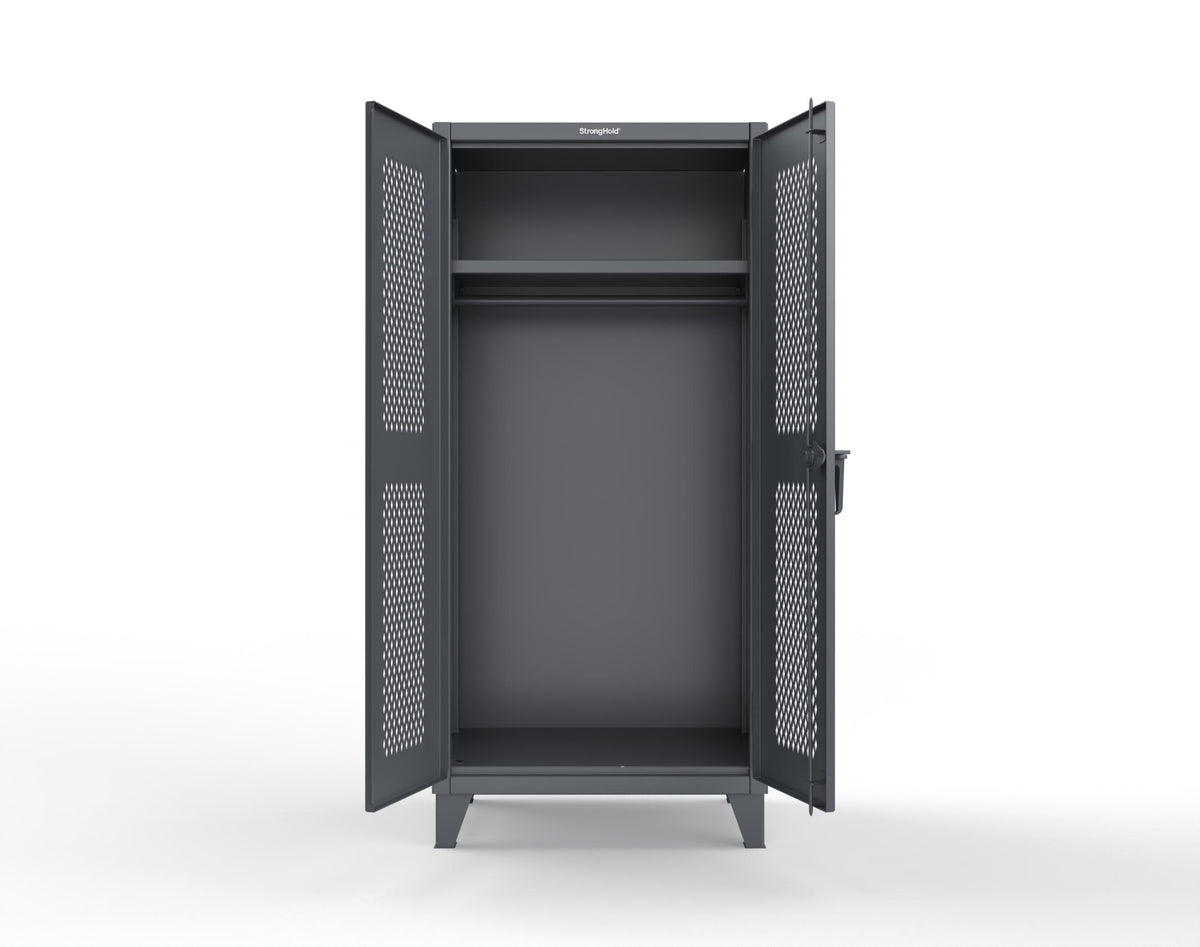 Extreme Duty 12 GA Uniform Ventilated (Diamond) Cabinet with Hanger Rod, 1 Shelf - 36 In. W x 24 In. D x 78 In. H - 36-V-WR-241-7024