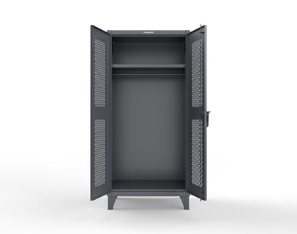 Extreme Duty 12 GA Uniform Ventilated (Diamond) Cabinet with Hanger Rod, 1 Shelf - 36 In. W x 24 In. D x 78 In. H - 36-V-WR-241-7024