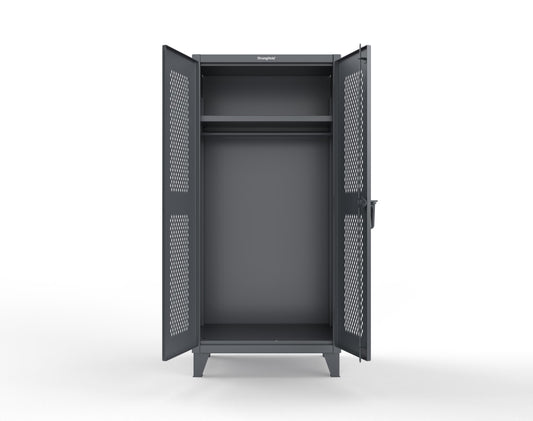 Extreme Duty 12 GA Uniform Ventilated (Diamond) Cabinet with Hanger Rod, 1 Shelf - 36 In. W x 24 In. D x 78 In. H - 36-V-WR-241-7024