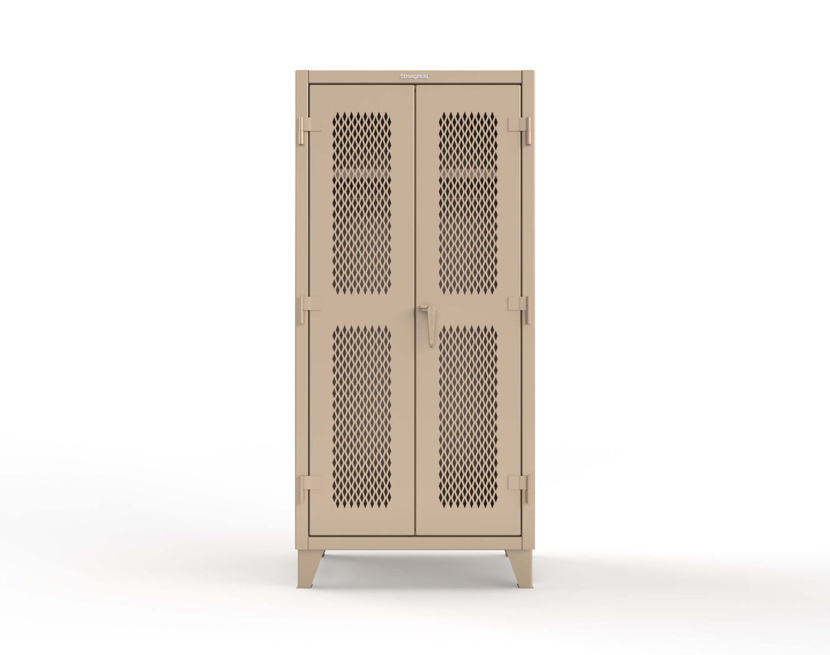 Extreme Duty 12 GA Uniform Ventilated (Diamond) Cabinet with Hanger Rod, 1 Shelf - 36 In. W x 24 In. D x 78 In. H - 36-V-WR-241-1019