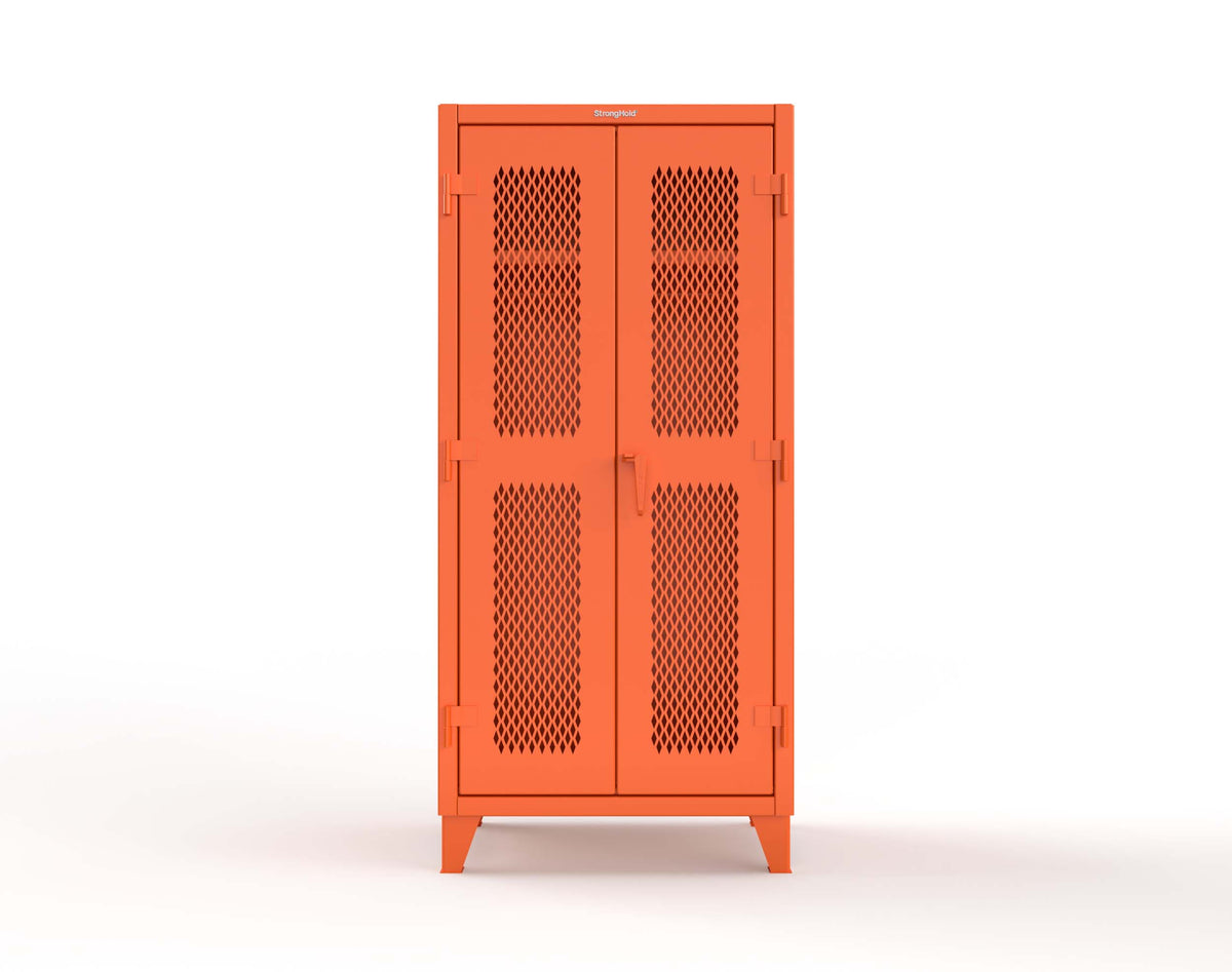 Extreme Duty 12 GA Uniform Ventilated (Diamond) Cabinet with Hanger Rod, 1 Shelf - 36 In. W x 24 In. D x 78 In. H - 36-V-WR-241-2004