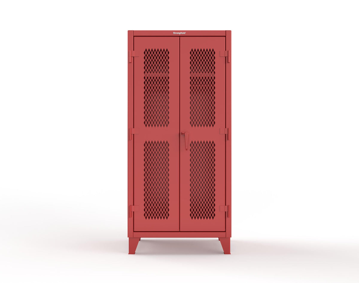 Extreme Duty 12 GA Uniform Ventilated (Diamond) Cabinet with Hanger Rod, 1 Shelf - 36 In. W x 24 In. D x 78 In. H - 36-V-WR-241-3001
